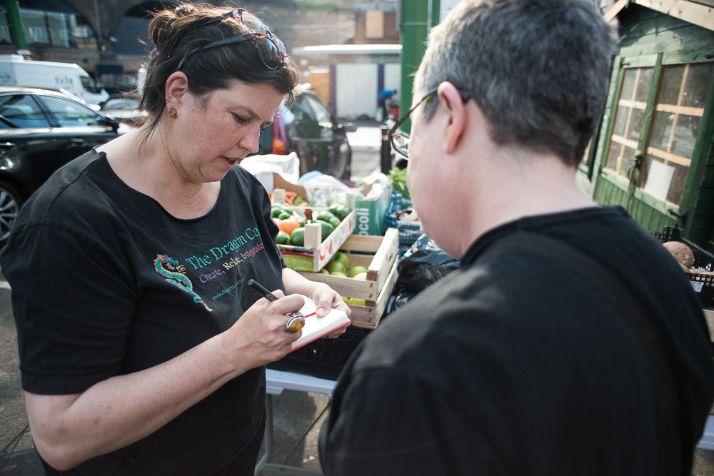 Gathering surplus food from Borough Market - Documenting Food Waste by Photographer Chris King